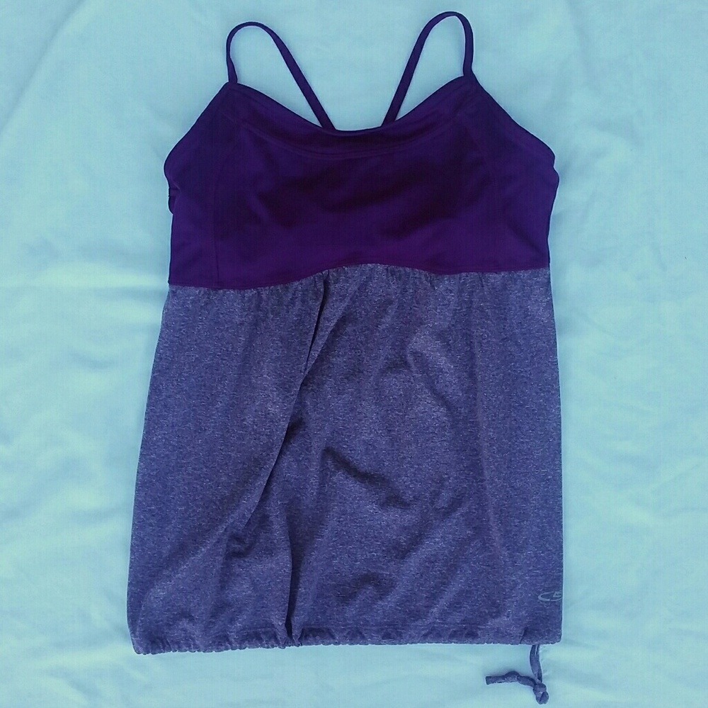 Purple drawstring athletic top
